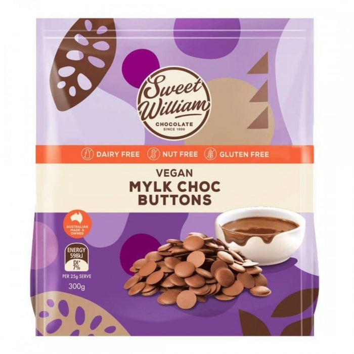 Sweet William Vegan Mylk Choc Buttons 300g