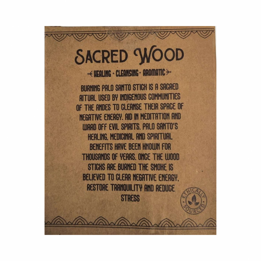 Sacred Wood Organic Palo Santo, 5 Sticks - The Health Shop