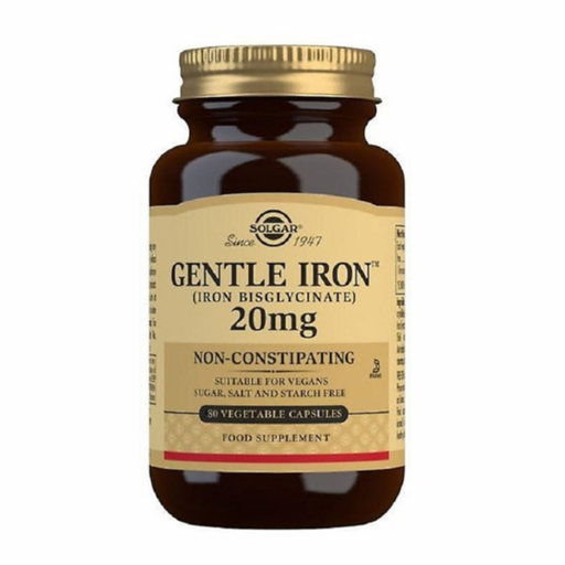 Solgar Gentle Iron (Iron Bisglycinate) 20mg 30vegcaps - The Health Shop