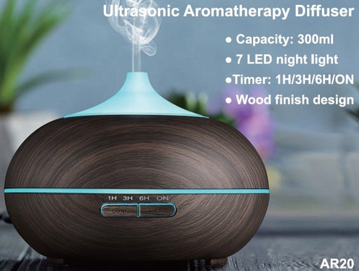 Ultrasonic Aromatherapy Diffuser, Dark Wood Colour - The Health Shop