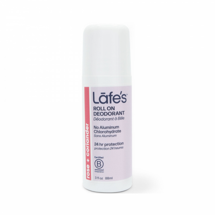 Lafe's Roll On Deodorant, rose + coriander