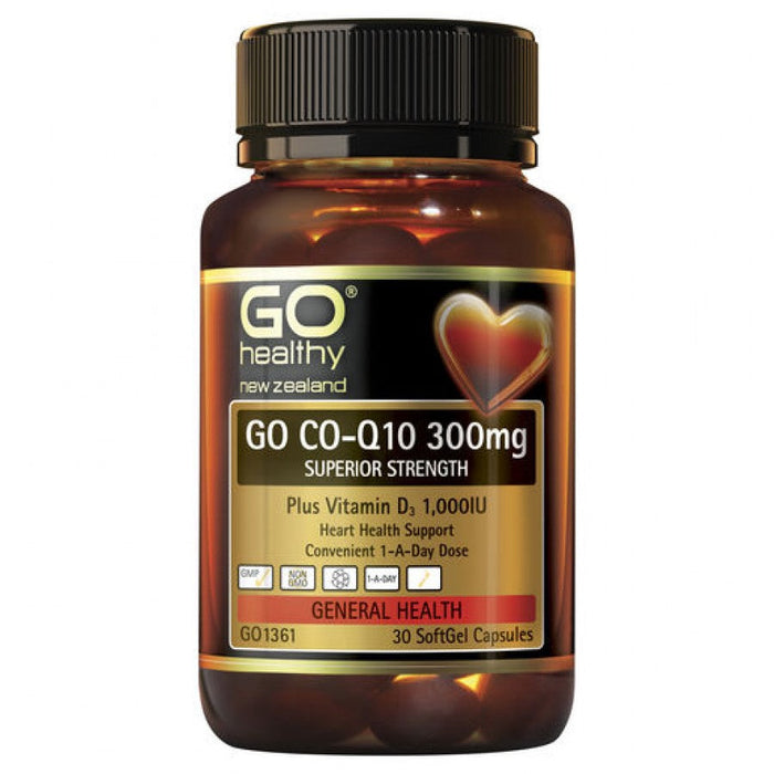 GO Healthy CO-Q10 300mg + Vitamin D3 1000IU 30caps - The Health Shop