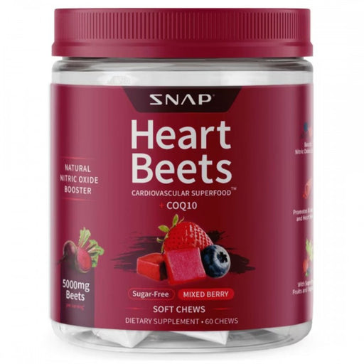 SNAP Heart Beets Chews + CoQ10 Mixed Berry 60 soft chews
