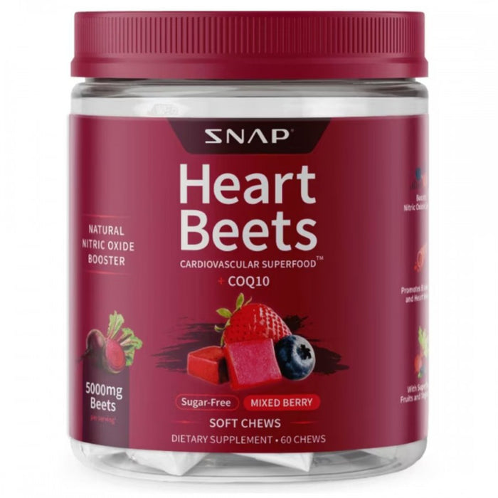 SNAP Heart Beets Chews + CoQ10 Mixed Berry 60 soft chews