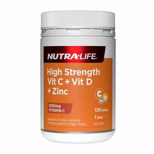 Nutra-Life High Strength Vit C 1200mg + Vit D + Zinc 120tabs - The Health Shop