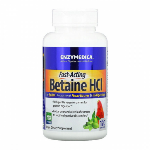 ENZYMEDICA Fast-Acting Betaine HCl 120vcaps - The Health Shop