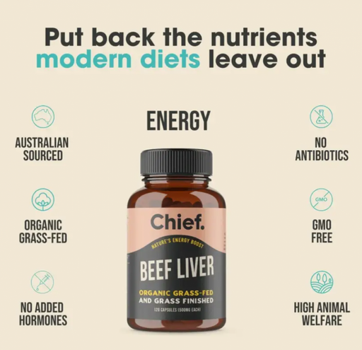 Chief. Beef Liver 500mg 120caps - The Health Shop