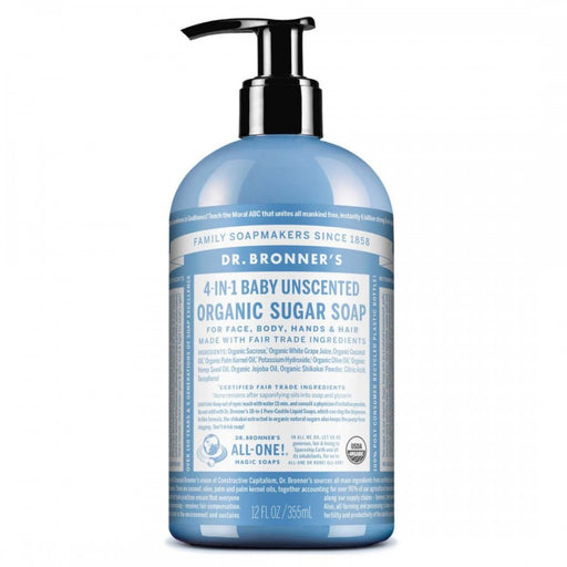 Dr. Bronner's 4-in-1 Organic Sugar Soap, Baby Unscented 355ml