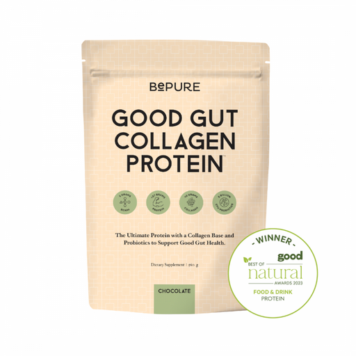 BePure Good Gut Collagen Protein Chocolate 560g refill pouch - The Health Shop