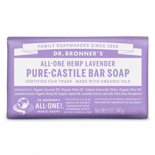 Dr. Bronner's Pure-Castile Bar Soap 140g, Lavender - The Health Shop