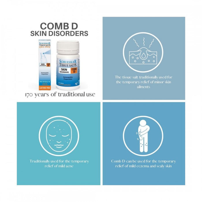 Schuessler Tissue Salts Comb D - SKIN DISORDERS - 125tabs