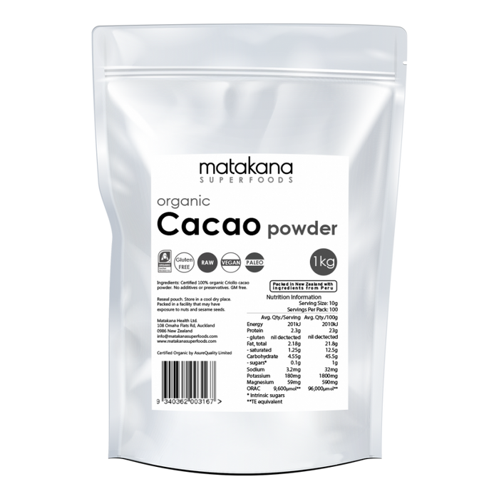 Matakana Superfoods Organic Cacao Powder 1kg - The Health Shop