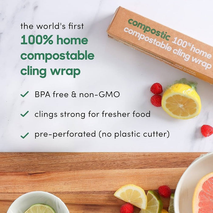 compostic 100% home compostable cling wrap 30m