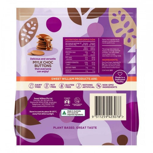 Sweet William Vegan Mylk Choc Buttons 300g