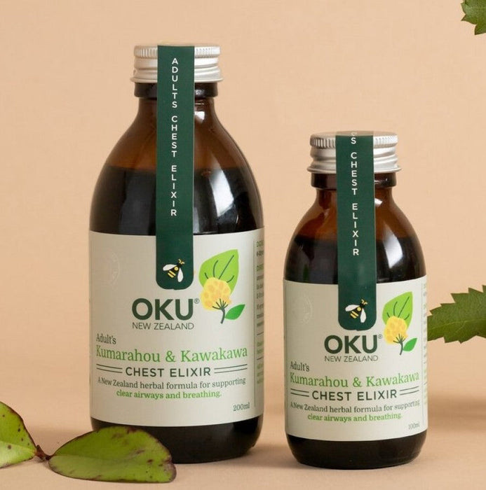 OKU Adult's Chest Elixir - Kūmarahou and Kawakawa 200ml - The Health Shop