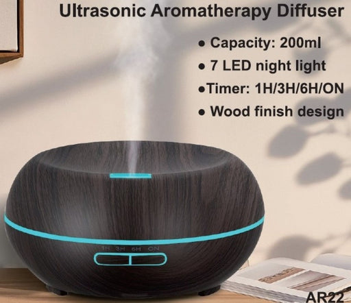 Ultrasonic Aromatherapy Diffuser, Dark Wood Colour - The Health Shop