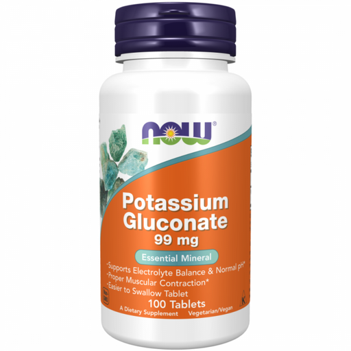 NOW Potassium Gluconate 99mg 100tabs - The Health Shop