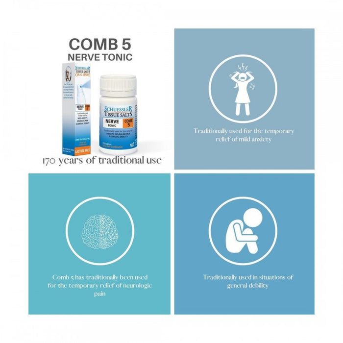 Schuessler Tissue Salts Comb 5 - NERVE TONIC - 125tabs
