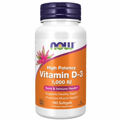 NOW Vitamin D-3 1000IU 180 softgels - The Health Shop