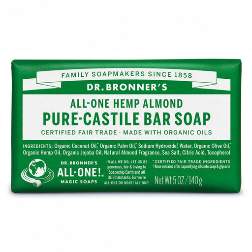 Dr. Bronner's Pure-Castile Bar Soap 140g, Almond - The Health Shop