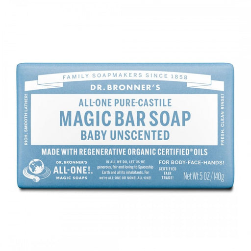 Dr. Bronner's Pure-Castile Magic Bar Soap 140g, Baby Unscented