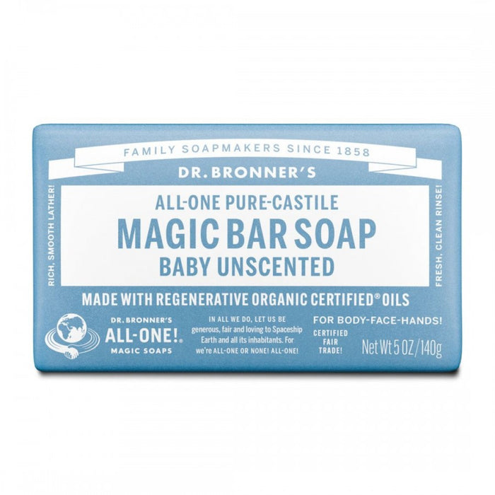 Dr. Bronner's Pure-Castile Magic Bar Soap 140g, Baby Unscented