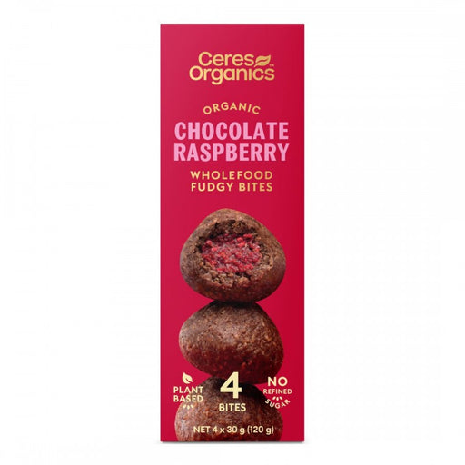 Ceres Organics Organic Wholefood Fudgy Bites, Chocolate Raspberry 120g - The Health Shop