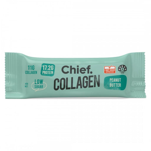 Chief Collagen Protein Bar 17.2g protein, Peanut Butter 45g Health snacks - The Health Shop