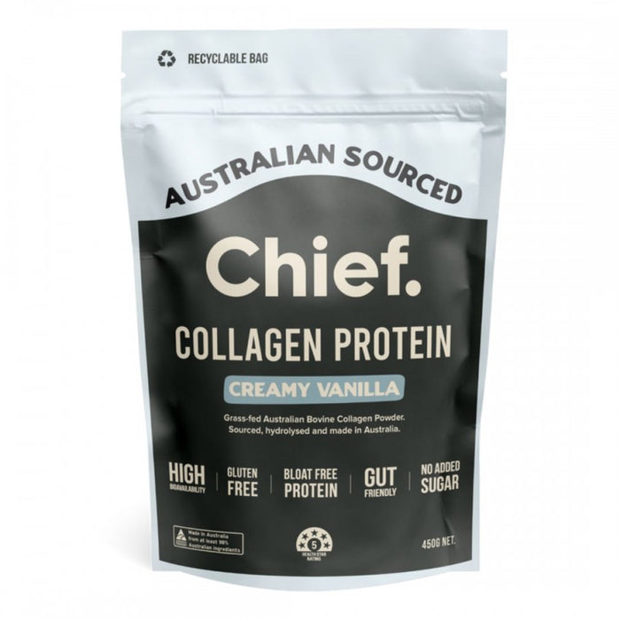 Chief Collagen Protein, Creamy Vanilla, Gluten Free, Gut Friendly, Bovine Collagen - The Health Shop