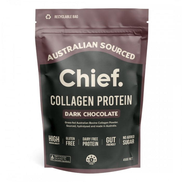 Chief Collagen Protein, Dark Chocolate, Gluten Free, Gut Friendly, Bovine Collagen - The Health Shop