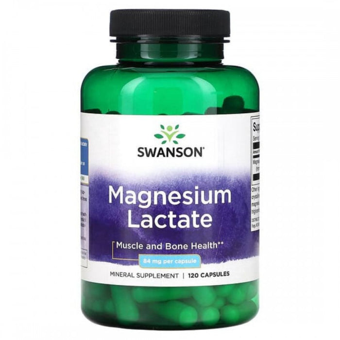 Swanson Magnesium Lactate 84mg 120 capsules for Muscles and Bone Health - The Health Shop