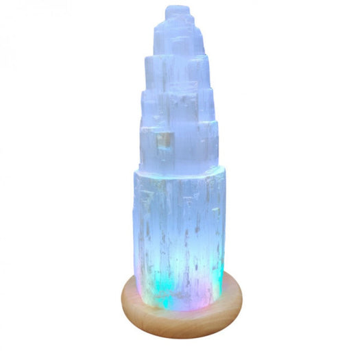 Selenite Crystal Mini Lamp 20x5cm - USB Colour Changing LED - The Health Shop