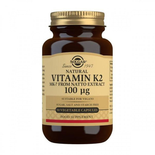 Solgar Vitamin K2 (MK-7 From Natto Extract) 100mcg 50vegcaps - The Health Shop