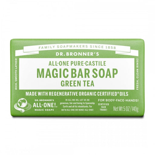 Dr. Bronner's Pure-Castile Magic Bar Soap 140g, Green Tea