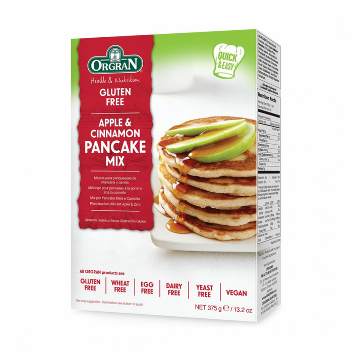 Orgran Pancake Mix, Apple & Cinnamon 375g