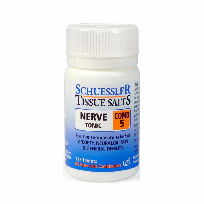 Schuessler Tissue Salts Comb 5 - NERVE TONIC - 125tabs - The Health Shop