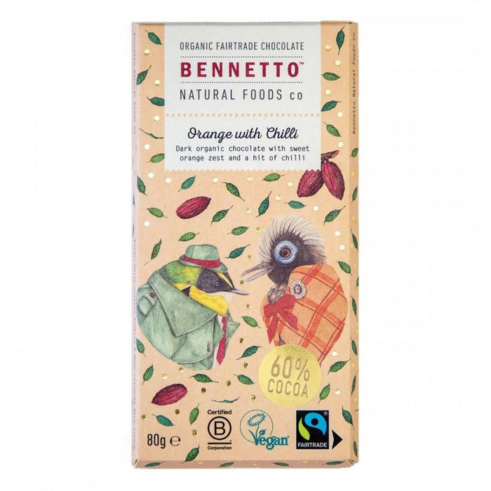 Bennetto Orange with Chilli Dark Organic Chocolate 80g