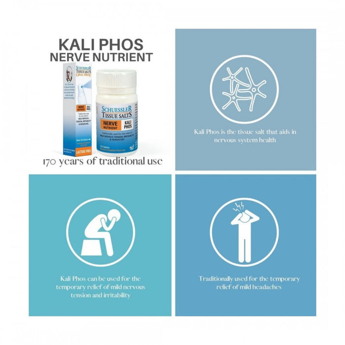 Schuessler Tissue Salts Kali Phos - NERVE NUTRIENT - 125tabs