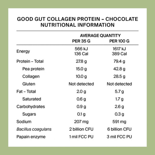 BePure Good Gut Collagen Protein Chocolate 560g glass jar - The Health Shop