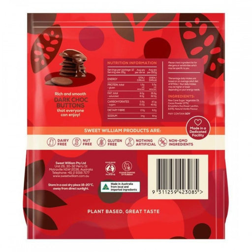Sweet William Vegan Dark Choc Buttons 300g