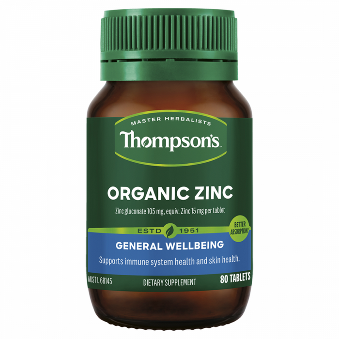 Thompson's Organic Zinc 80tabs - The Health Shop