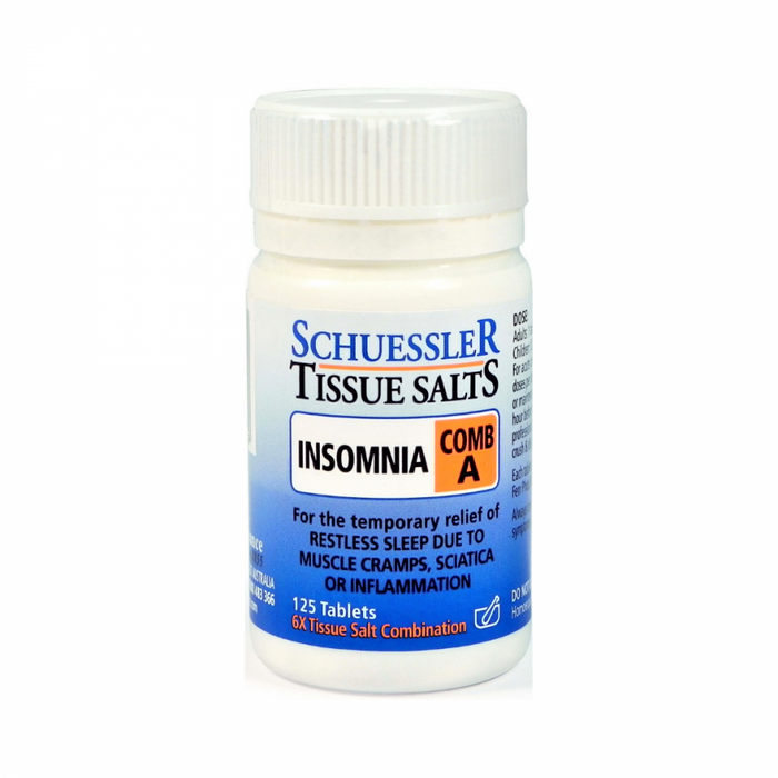 Schuessler Tissue Salts Comb A - INSOMNIA - 125tabs - The Health Shop