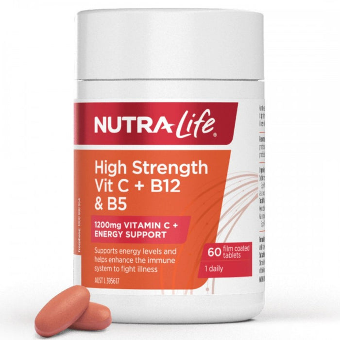 Nutra-Life High Strength Vit C 1200mg + B12 & B5 60tabs