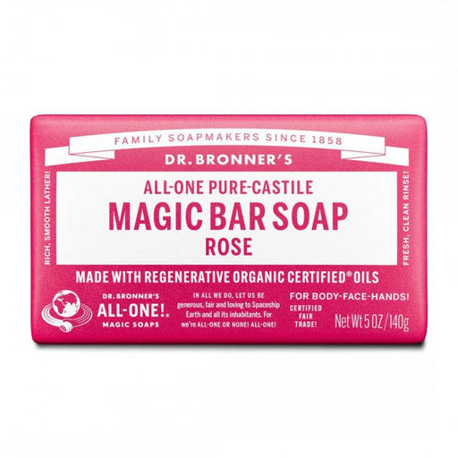 Dr. Bronner's Pure-Castile Magic Bar Soap 140g, Rose