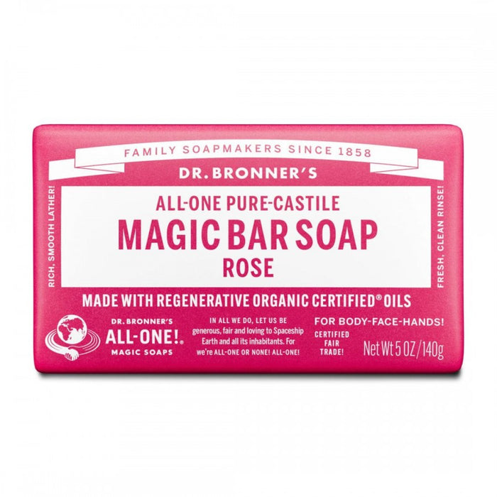 Dr. Bronner's Pure-Castile Magic Bar Soap 140g, Rose
