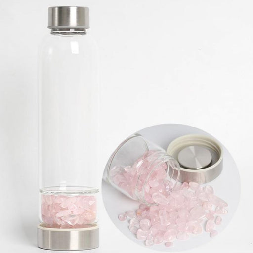 Crystal Energy Water Bottle with Rose Quartz - The Health Shop