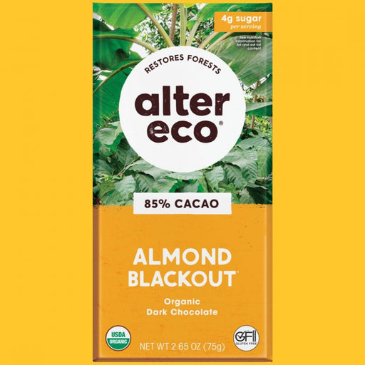 alter eco 85% CACAO - Almond Blackout Organic Dark Chocolate 75g