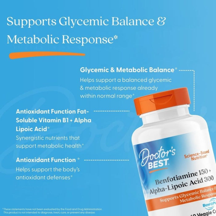 Doctor's Best Benfotiamine 150 + Alpha-Lipoic Acid 300 60 veggie caps