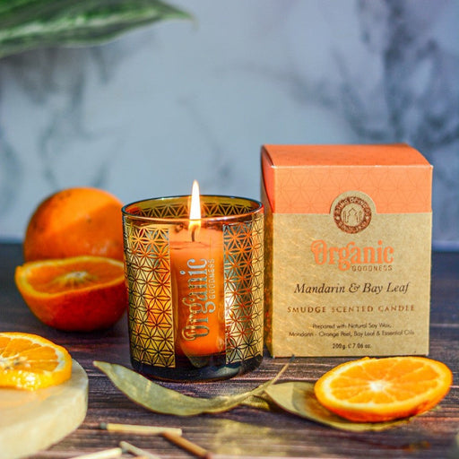 Organic Goodness Smudge Scented Candle, Mandarin & Bay Leaf - The Health Shop