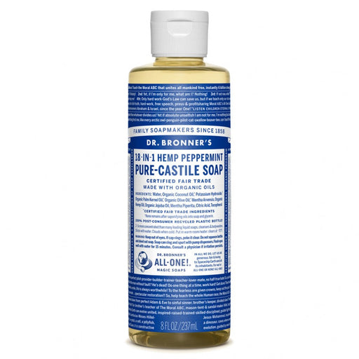 Dr. Bronner's Pure-Castile Liquid Soap, Peppermint 237ml - The Health Shop